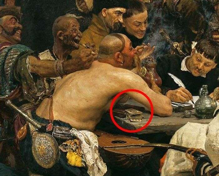 Невідома деталь відомої картини Іллі Рєпіна «Запорожці» (4 фото)