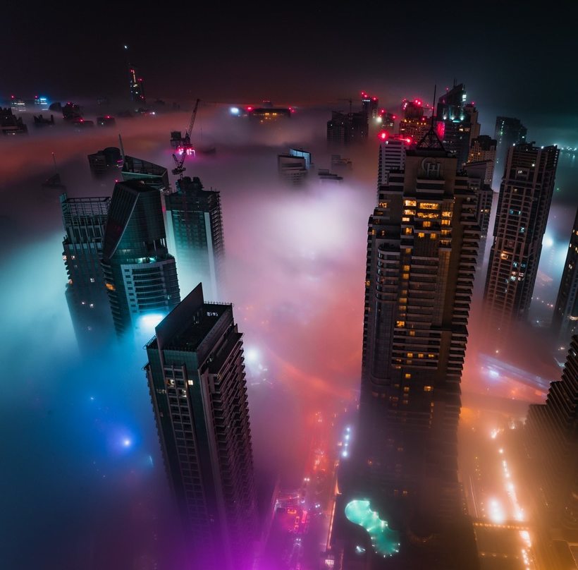 Восхитительные городские пейзажи Дубая и Сингапура во время грозы пейзажи,Путешествия,фото