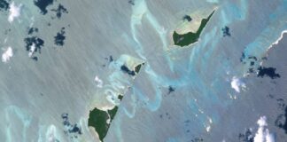 Bancs de sable sous-marins des Bahamas : vue d’un astronaute sur les structures océaniques cachées